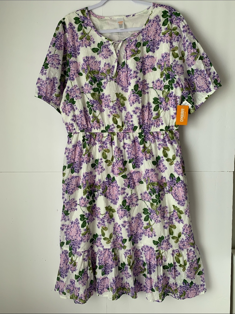 NWT Gymboree Lilac Floral Print Short Sleeve Elastic Waist Dress Size XL